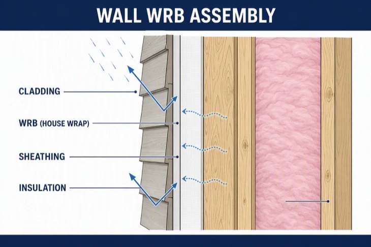 Wall Assembly WRB House Wrap Cross Section